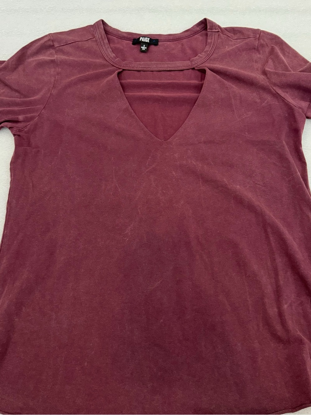 PAIGE Women's Wine Cutout V-Neck Tee